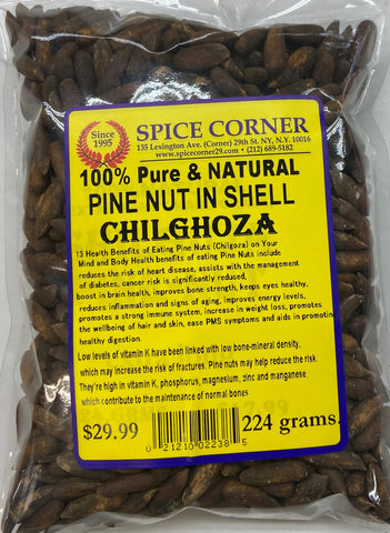 CHILGOZA (PINE NUTS IN SHELL 224 grams.