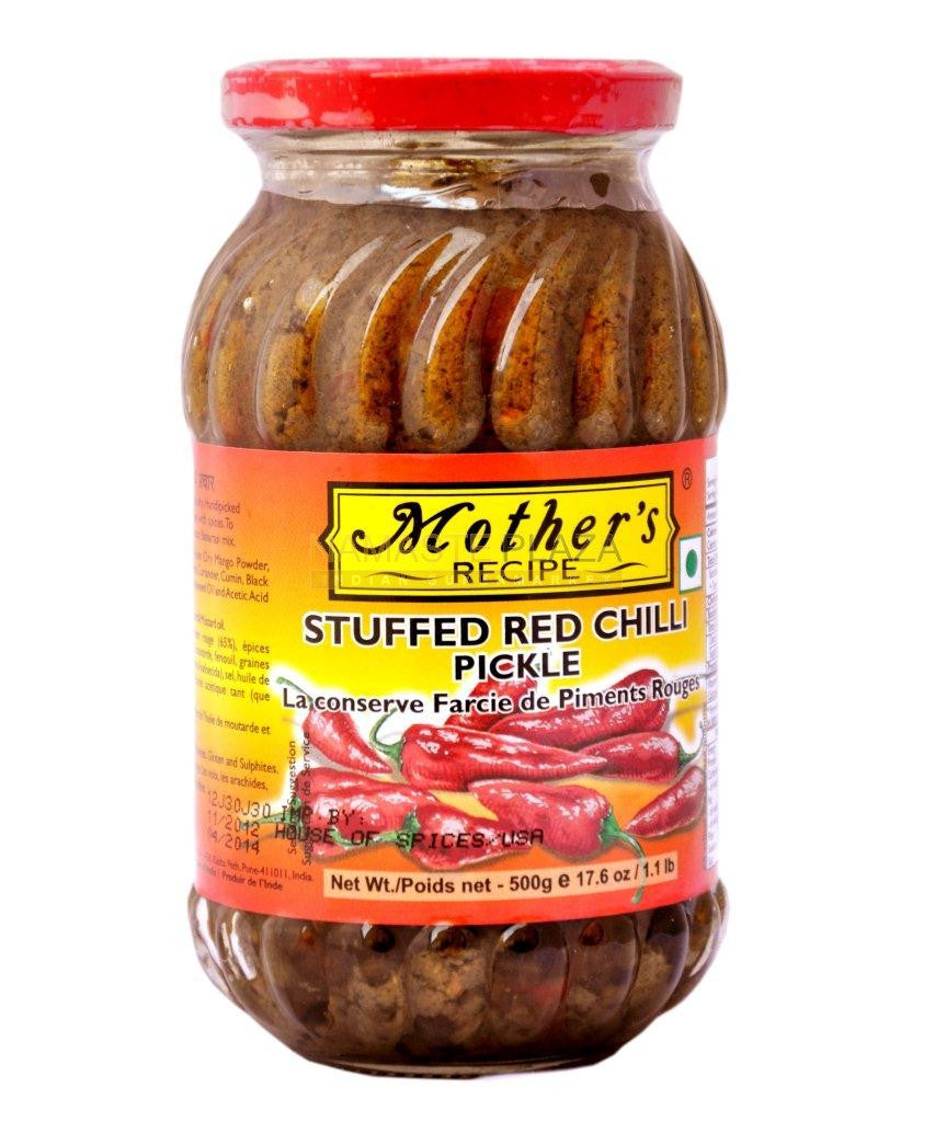 STUFFED RED CHILLI PICKLE 500 grams.