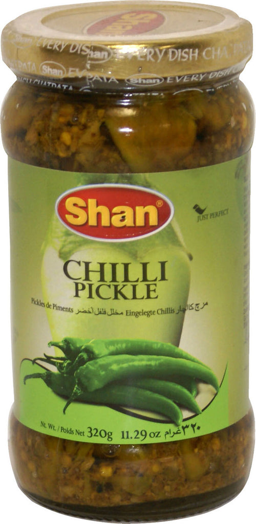 GREEN CHILLI PICKLE 11.29 OZS (Shan)
